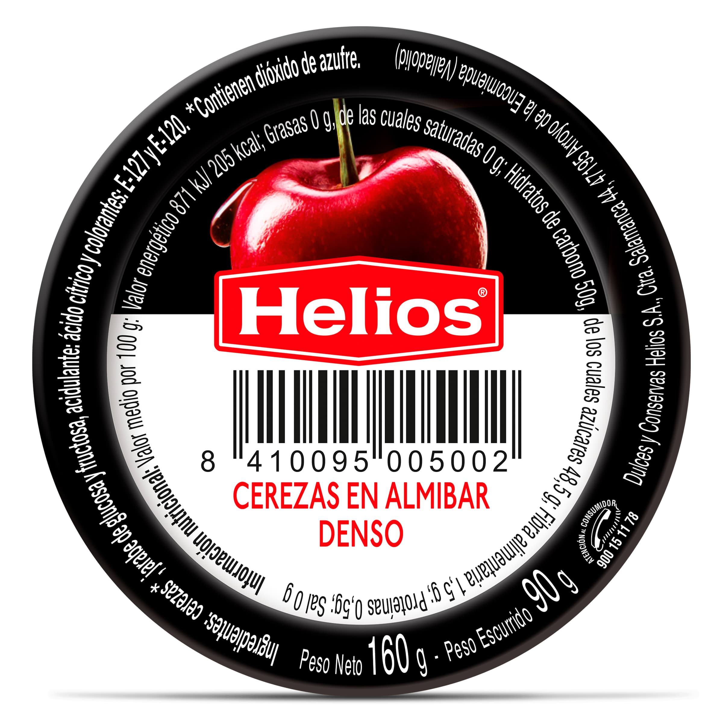 Cerezas rojas en almíbar Helios frasco 90 g