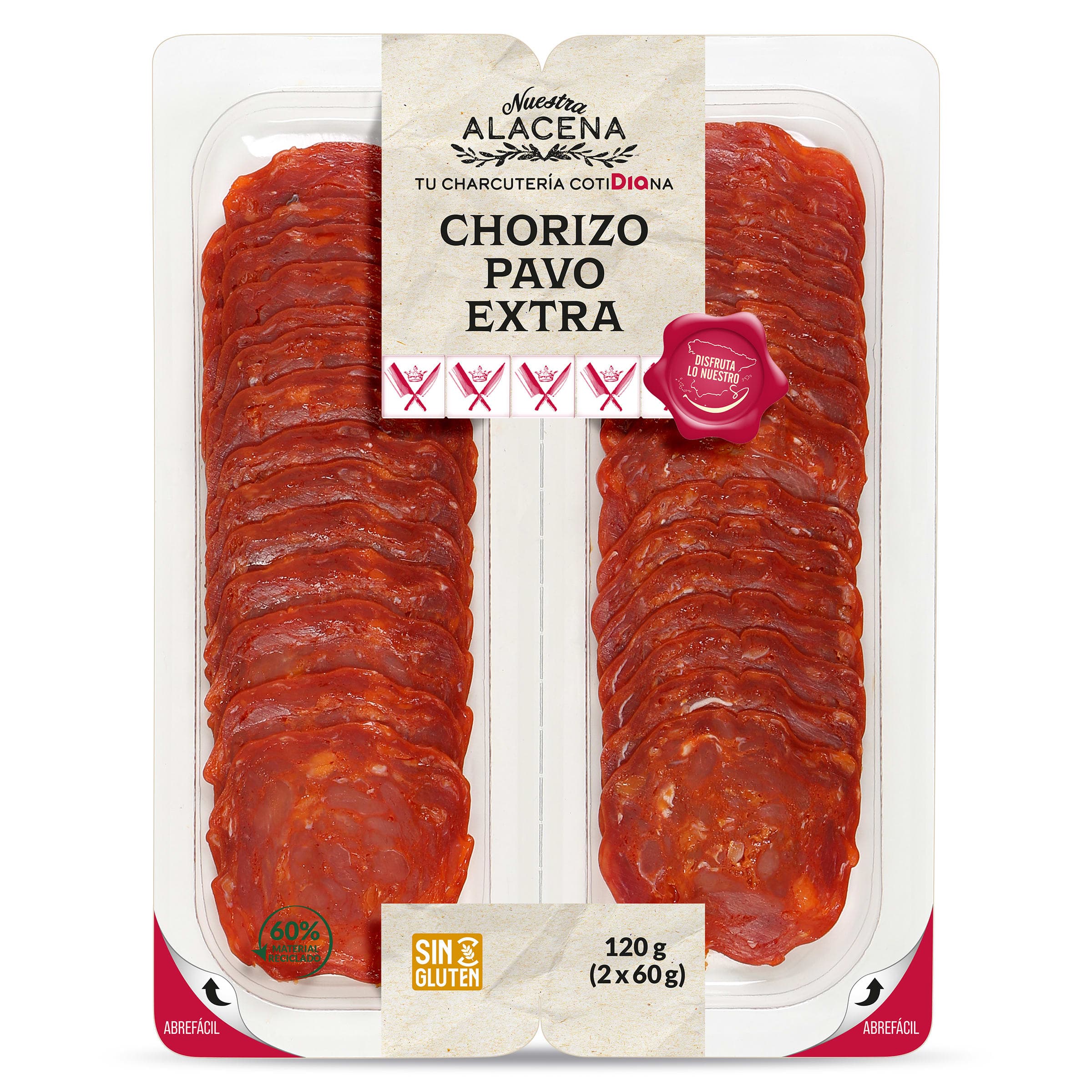 Chorizo de pavo extra Dia Nuestra Alacena 2 x 60 g