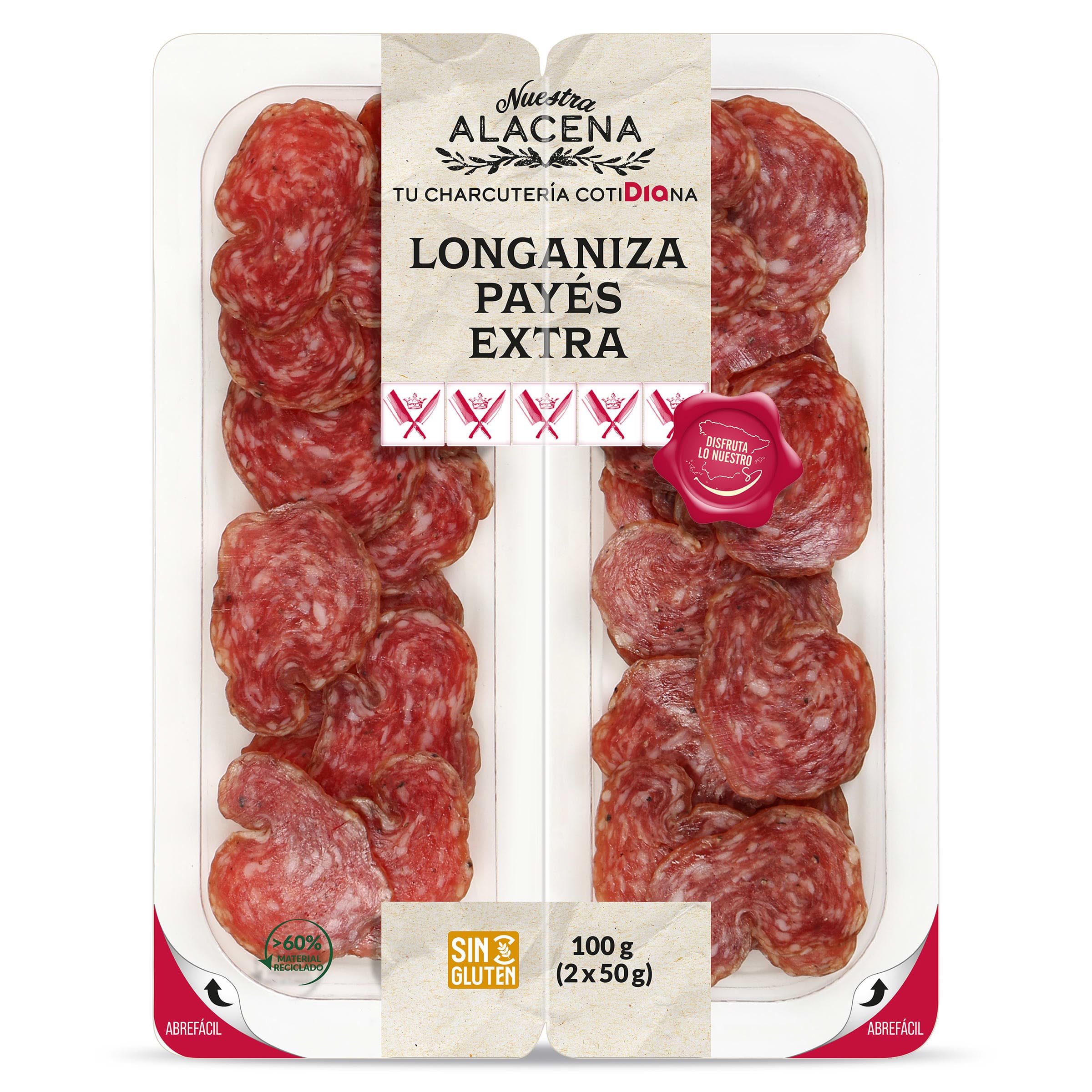 Longaniza payés extra Dia Nuestra Alacena 2 x 50 g