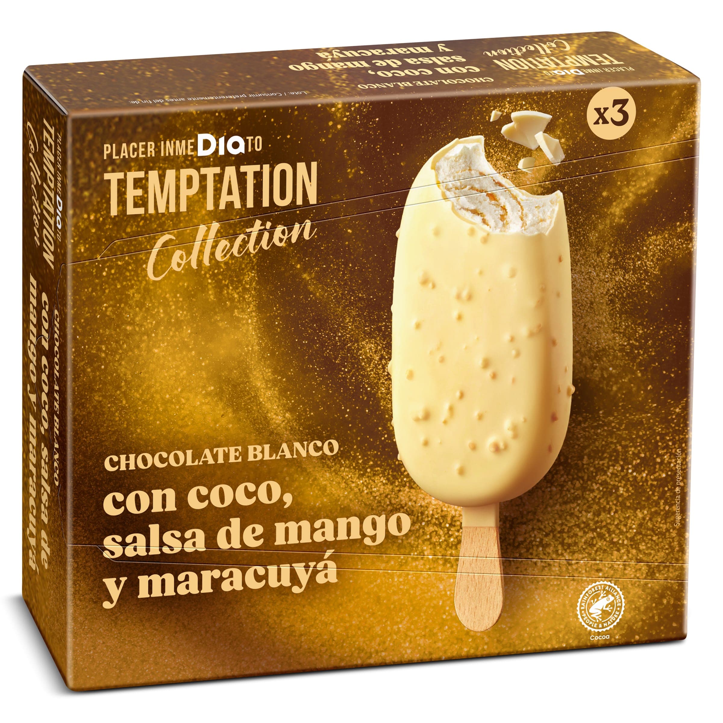 Helado bombón coco y mango Dia Temptation 3 x 70 g