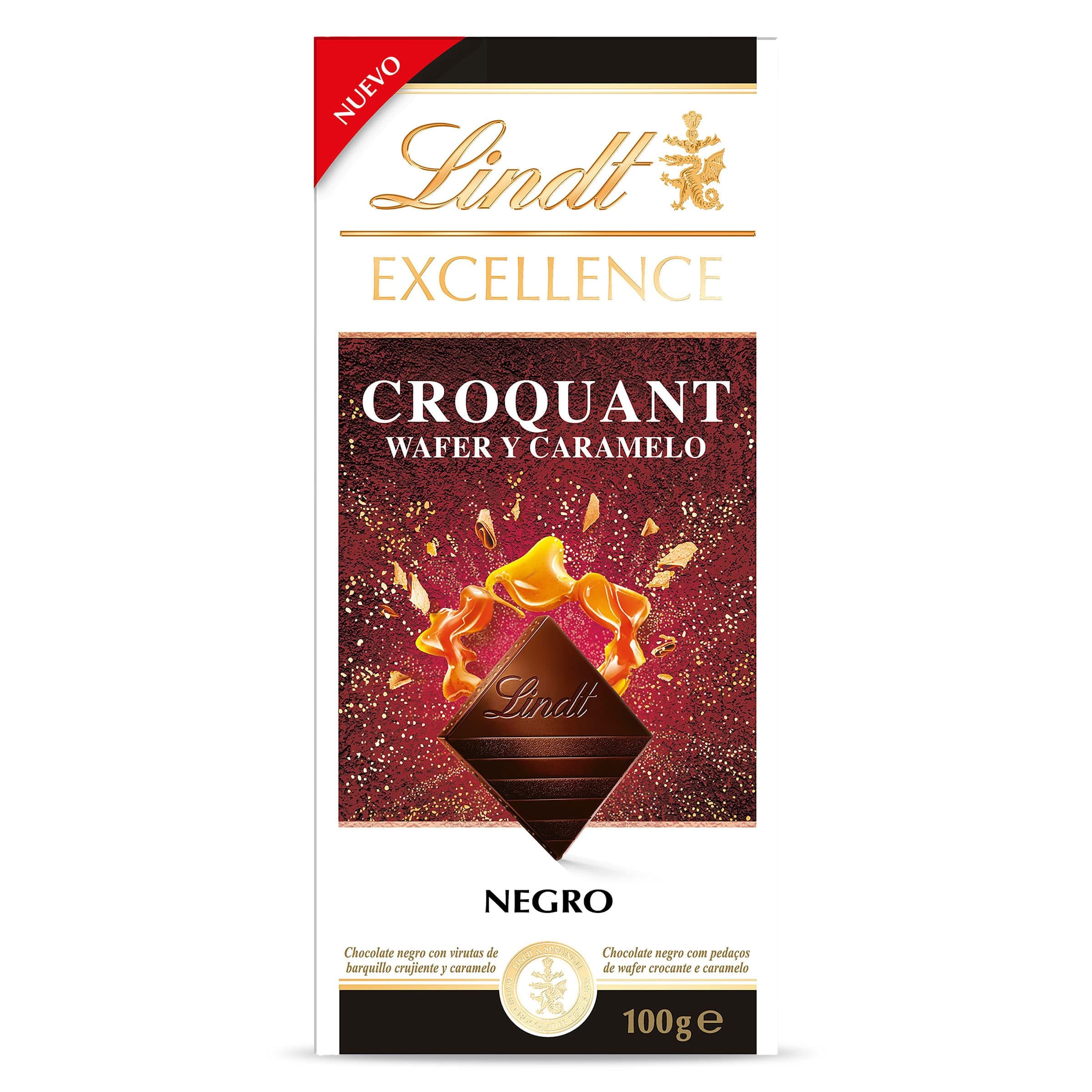 Chocolate negro con barquillo y caramelo Lindt 100 g