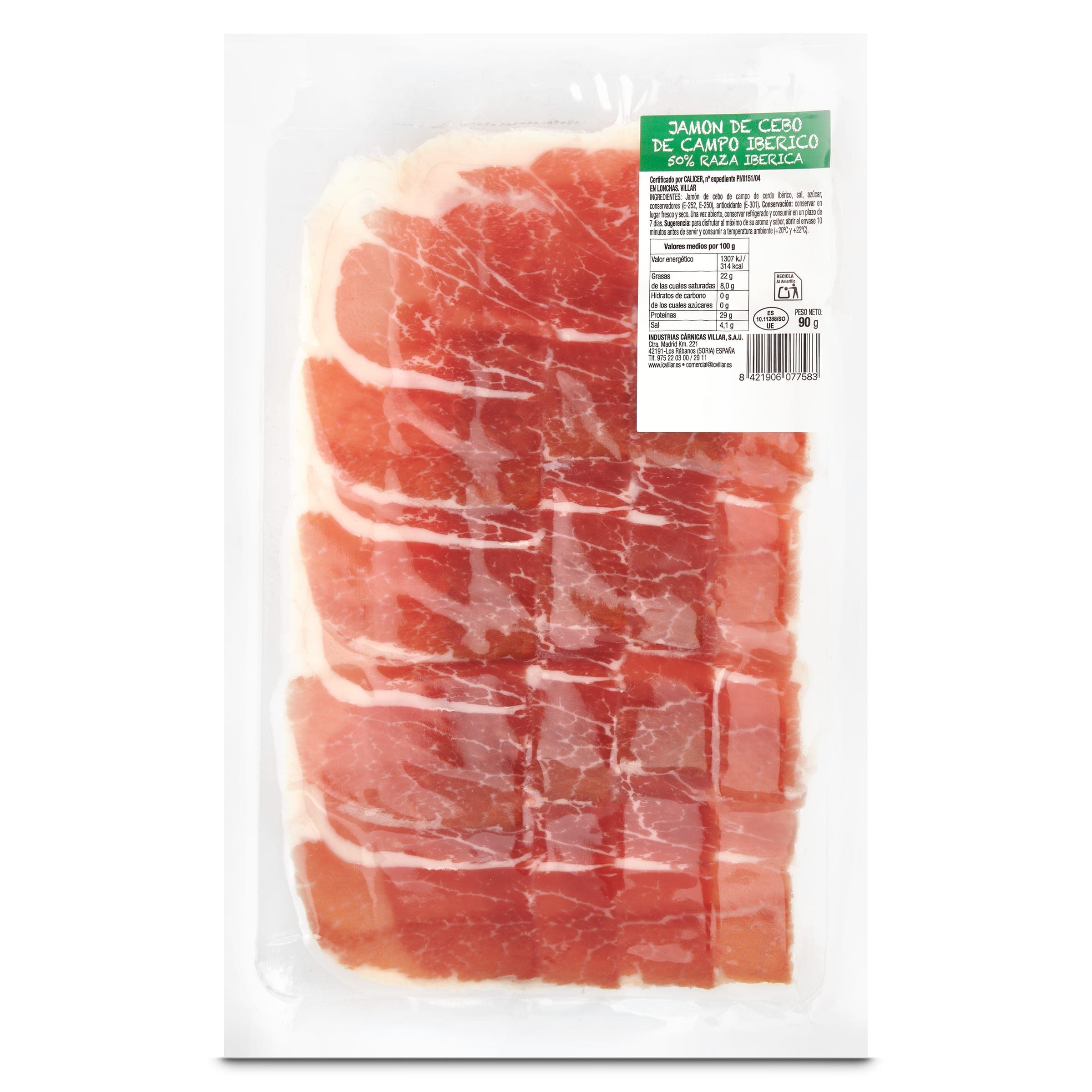 Jamón de cebo de campo ibérico Villar 90 g