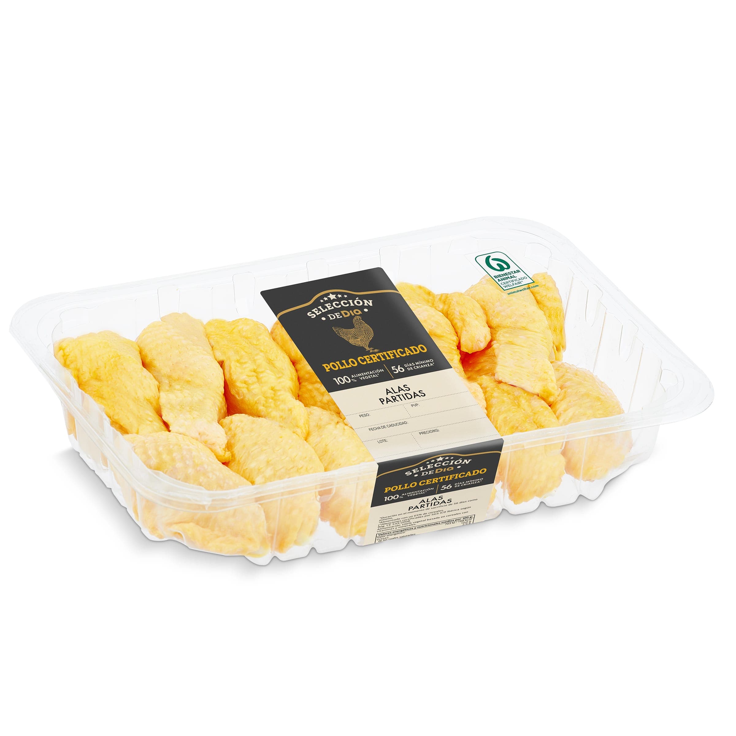 Alas de pollo certificado partidas Selección de Dia 650 g aprox.