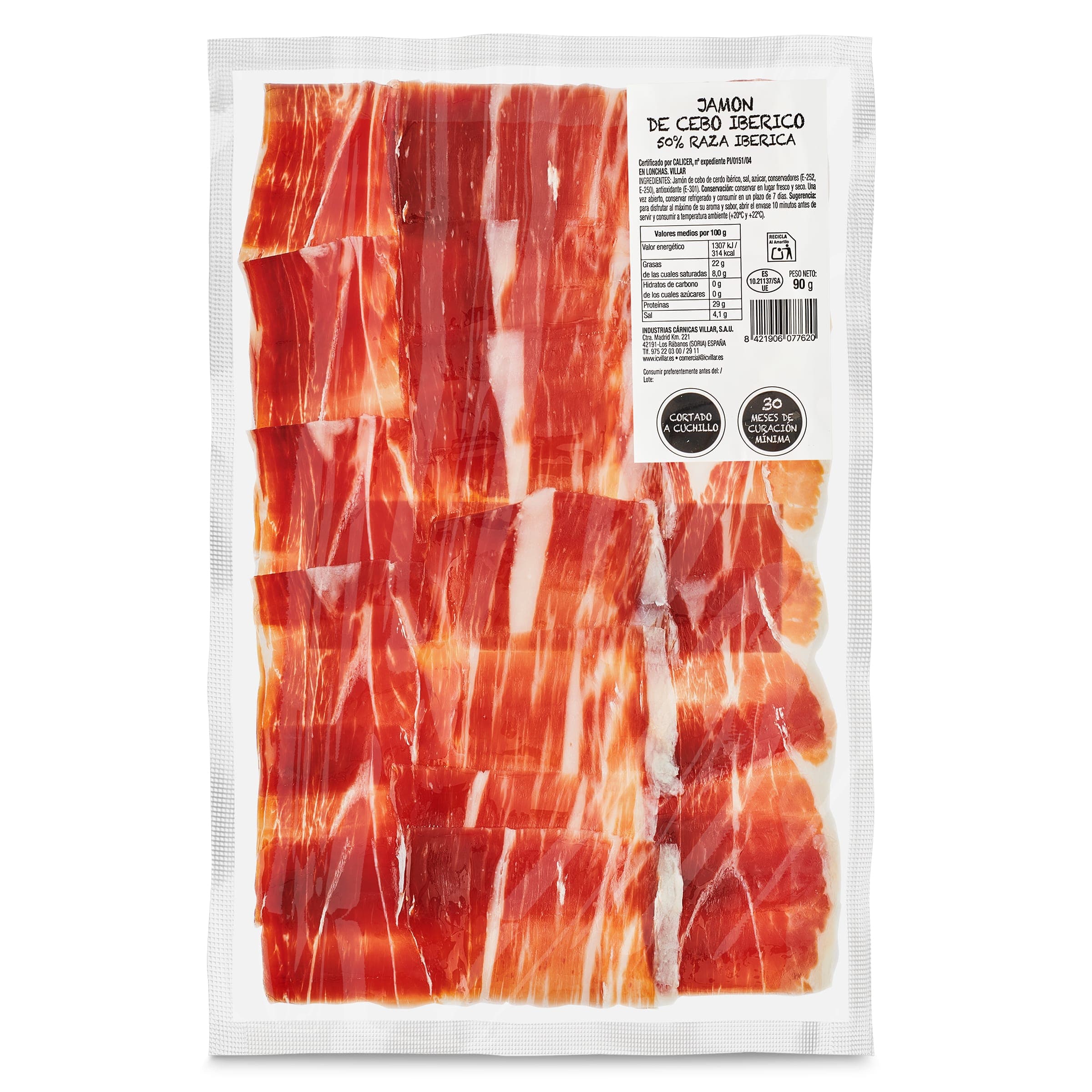 Jamón de cebo 50% raza ibérica Villar 90 g
