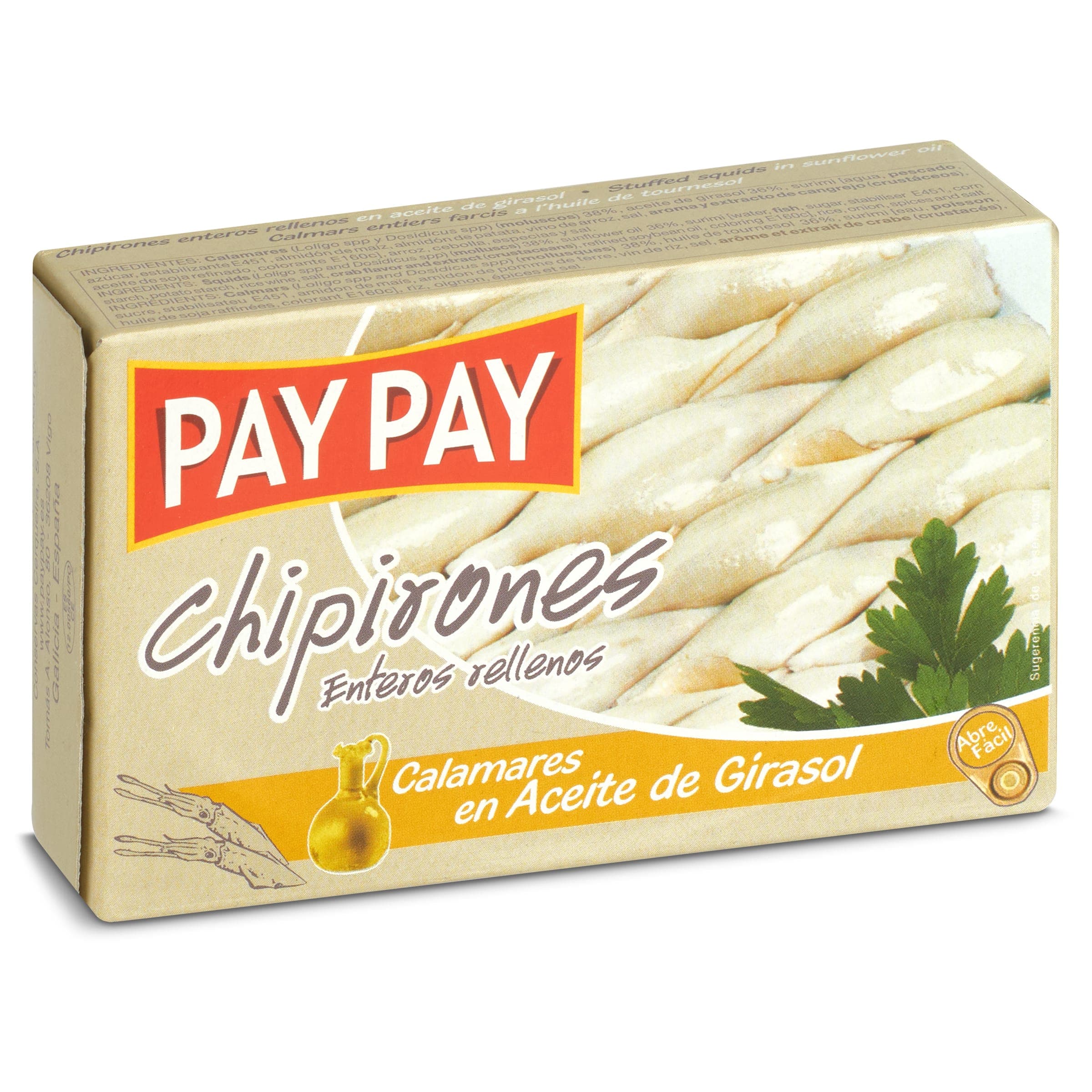 Chipirones rellenos en aceite girasol Pay pay 72 g