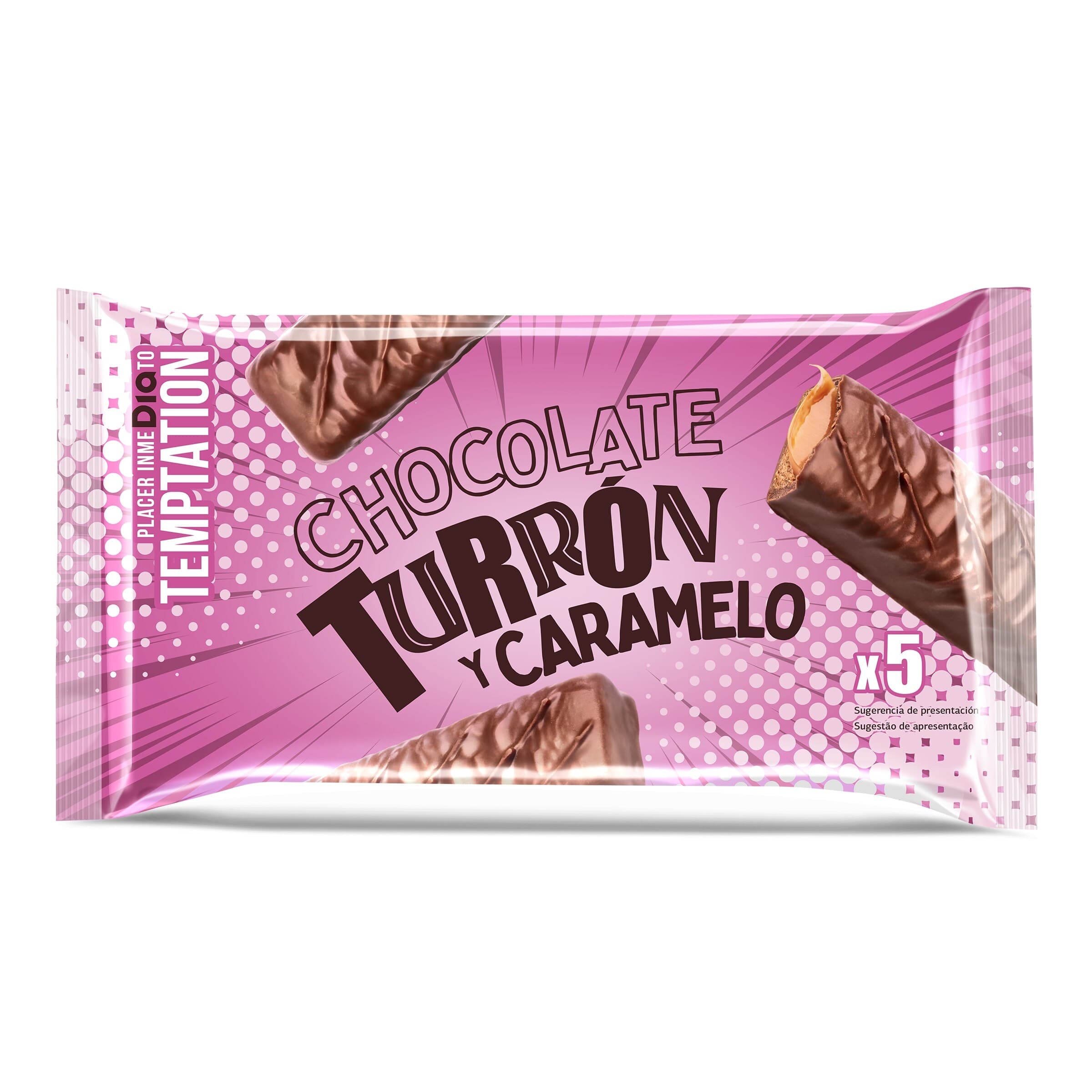 Barritas de chocolate, turrón y caramelo Dia Temptation bolsa 200 g
