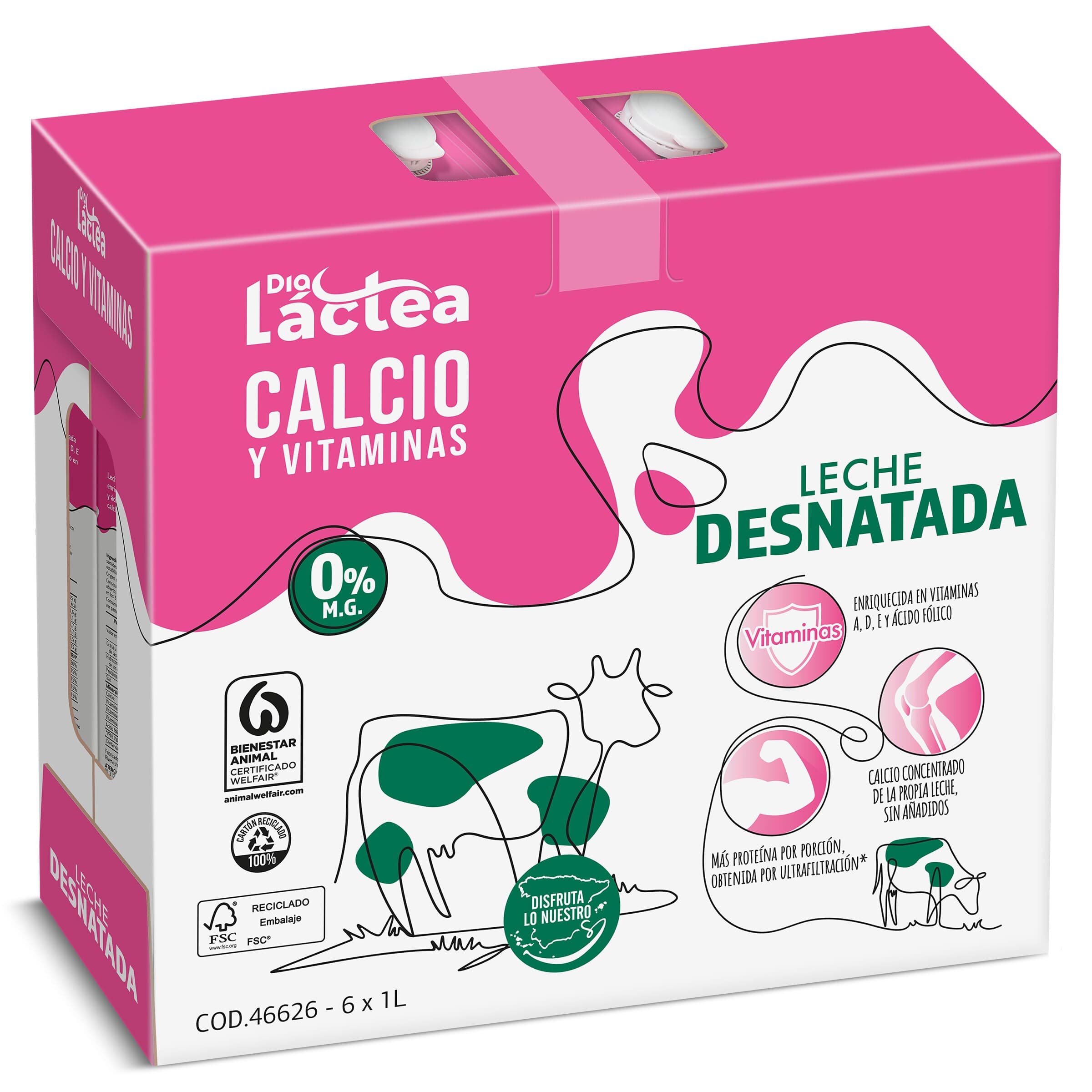 Leche desnatada calcio Dia Láctea pack 6 x 1 L