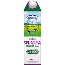 Leche desnatada sin lactosa 0% materia grasa 100% ingredientes naturales brik 1 l - Asturiana