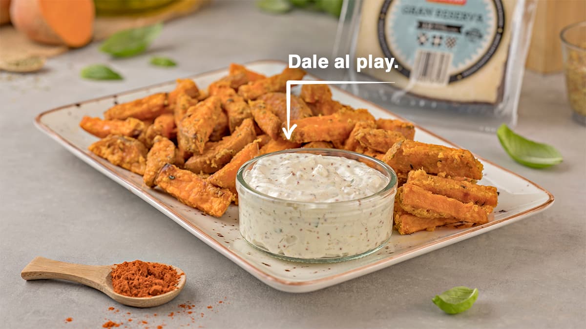 Boniato con salsa de queso fresco