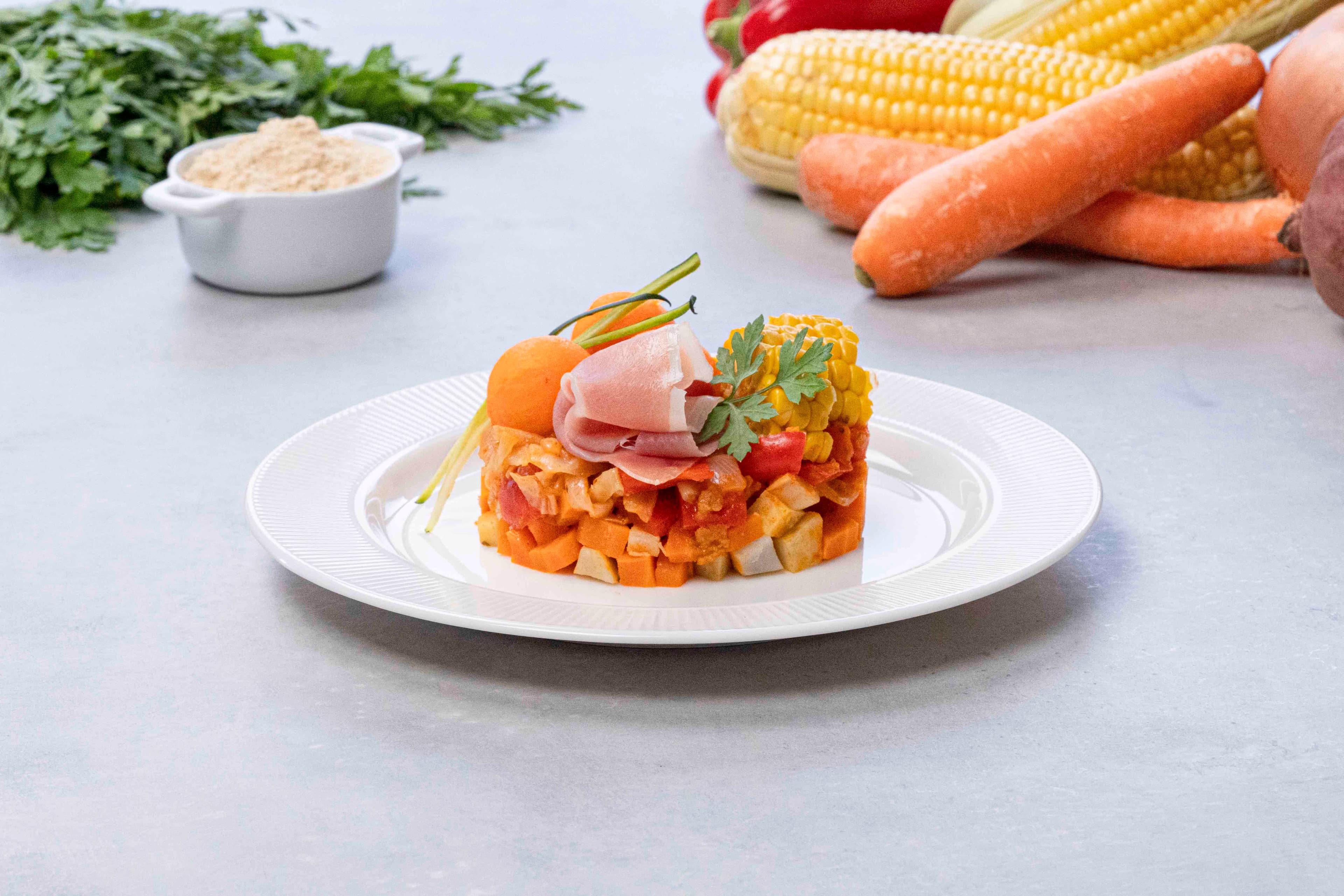 Timbal de guiso de verduras canarias