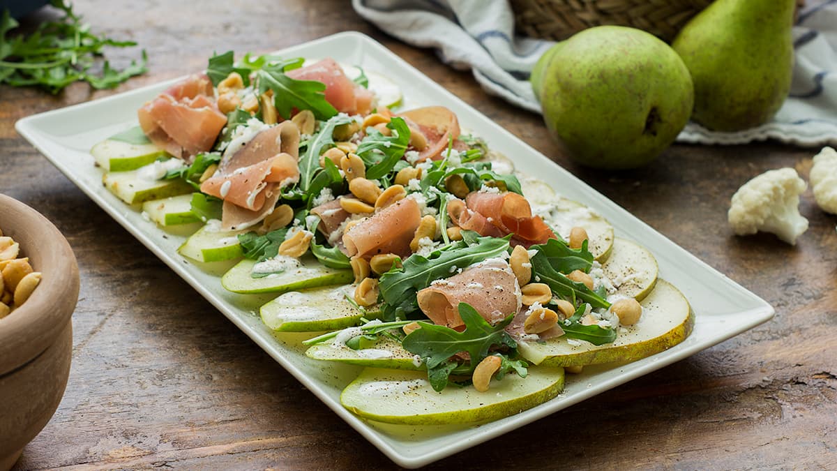 Ensalada de pera y rúcula