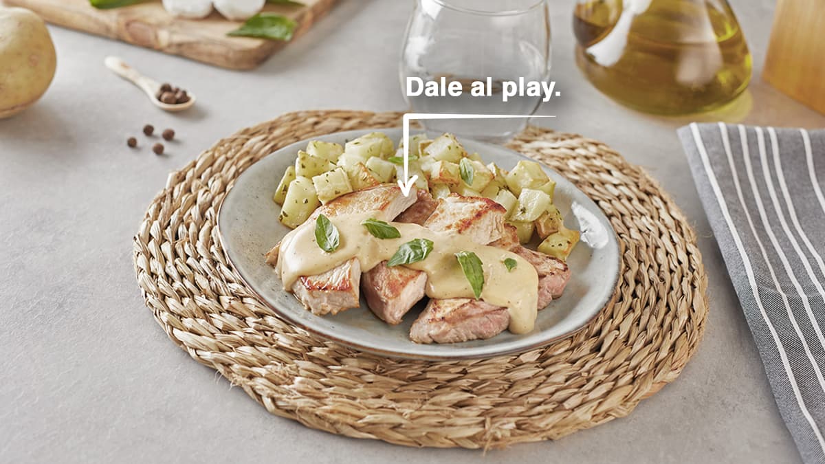 Escalopines en salsa de queso