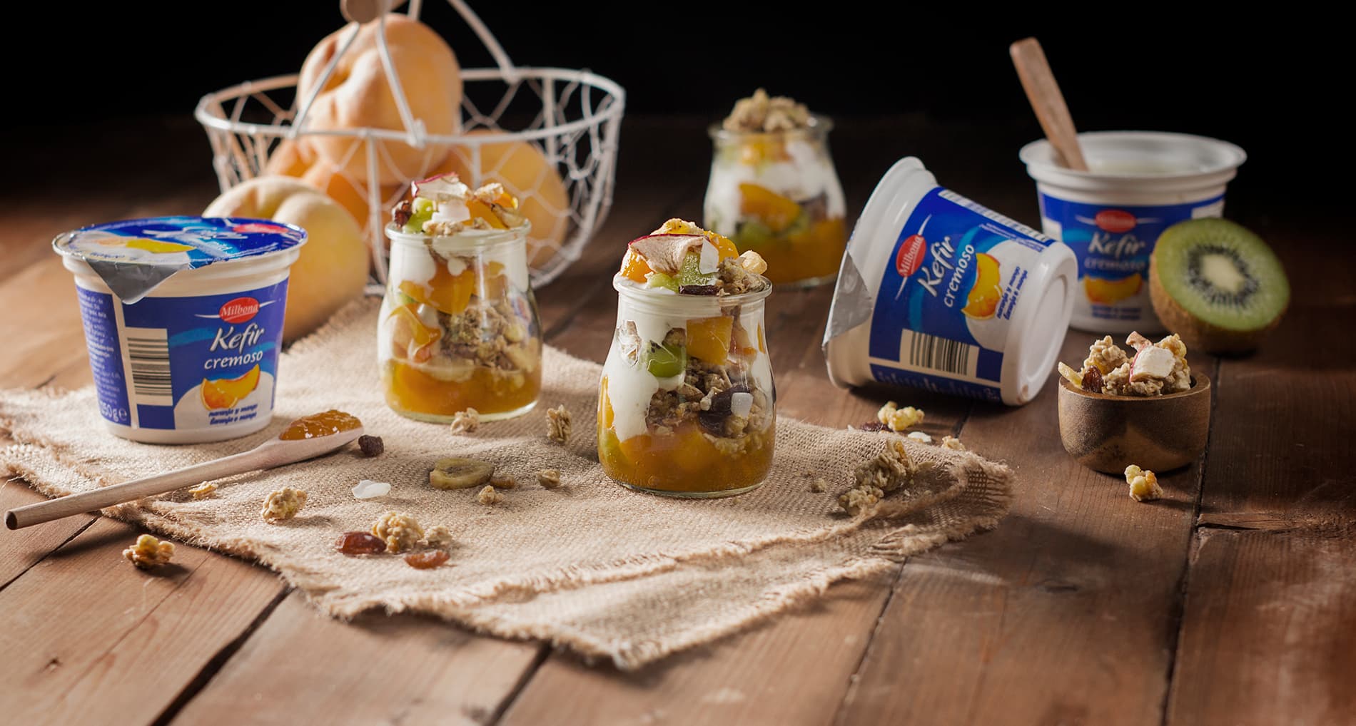 Kéfir con frutas y muesli