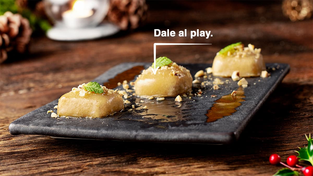 Perlas de foie y turrón al Brandy