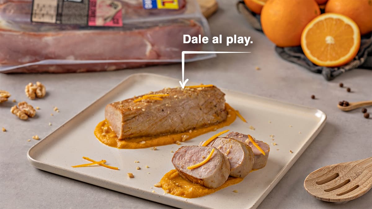 Solomillo de cerdo con salsa de zanahoria y naranja