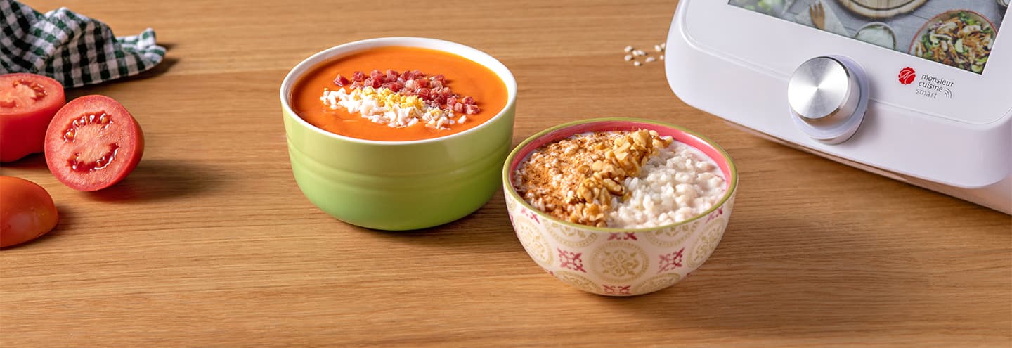 Salmorejo y arroz con leche con Monsieur Cuisine Smart