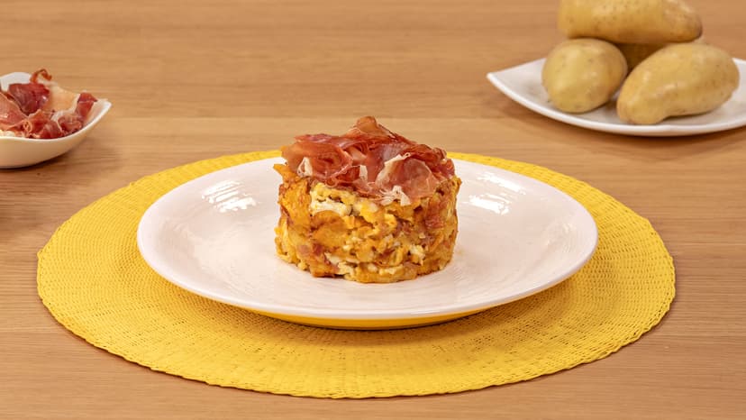 Huevos rotos con jamón