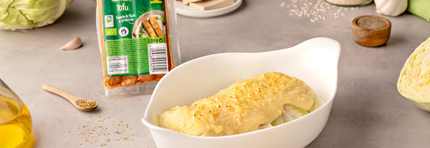 Rollitos de col rellenos al horno