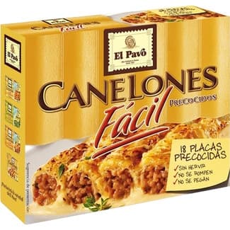 Canelones precocidos 18 placas caja 125 g - El Pavo