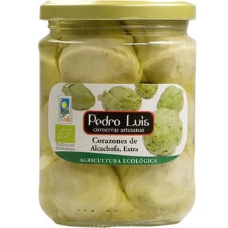 Corazones de alcachofa extra ecológicos frasco 252 g neto escurrido - Pedro Luis