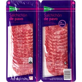 Salchichón de pavo en lonchas sin gluten pack 2 x 75 g envase 150 g - El Corte Ingles