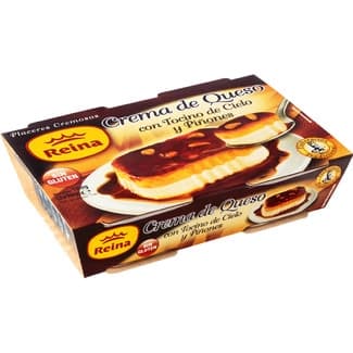 Crema de queso con tocino de cielo y piñones sin gluten pack 2 unidades 90 g - Reina