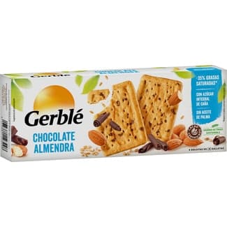 Galletas de chocolate con almendra con azúcar integral de caña y sin aceite de palma envase 200 g - Gerble