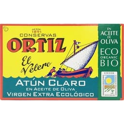 Atún claro en aceite de oliva virgen extra ecológico lata 82 g neto escurrido - Ortiz