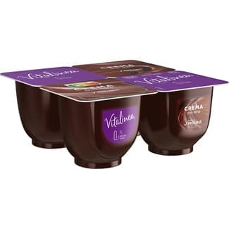 Crema de chocolate negro 0,9% m.g. sin gluten pack 4 unidades 125 g - Danone Vitalinea