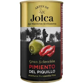 Aceitunas rellenas con pimiento del Piquillo Sin Gluten lata 150 g neto escurrido - Artes De Jolca