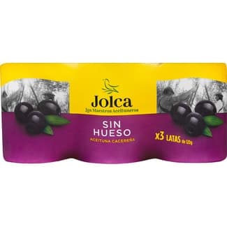 Aceitunas negras sin hueso variedad cacereña pack 3 latas 50 g neto escurrido - Jolca