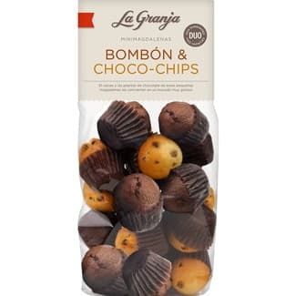 Magdalenas mini bombón y choco-chips bolsa 250 g - La Granja