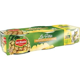 Piña troceada en su jugo pack 3 latas 230 g - Del Monte