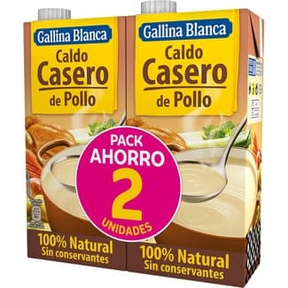 Caldo de pollo casero 100% natural sin gluten pack 2 envases 1 l - Gallina Blanca