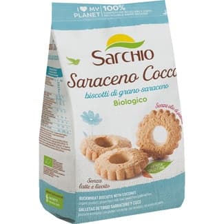Galletas de trigo sarraceno y coco ecológicas, sin gluten, sin leche, sin levadura estuche 200 g y sin aceite de palma - Sarchio
