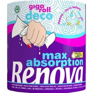Papel de cocina decorado gigarrollo máxima absorción 2 capas envase 1 rollo - Renova