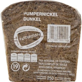 Pan integral de centeno con masa madre unidad 250 g - Naturpan