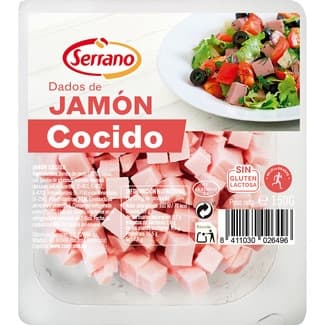Jamón cocido en dados sin gluten sin lactosa envase 150 g - Serrano