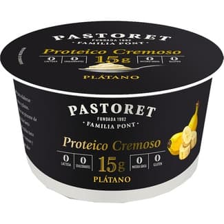Yogur con proteínas cremoso con plátano desnatado 0% m.g. sin gluten sin lactosa envase 170 g - Pastoret