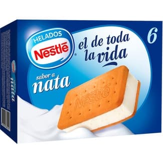 Sándwich de galleta con helado de nata 6 unidades estuche 600 ml - Nestle