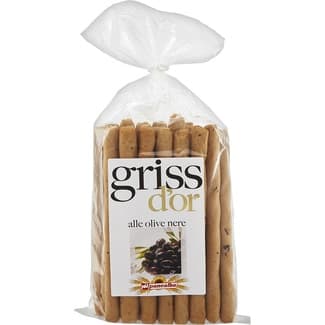 Griss D'or grissinis con aceitunas negras bolsa 250 g - Panealba