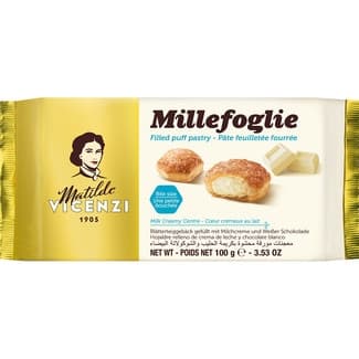 Hojaldres rellenos con crema de leche paquete 100 g - Matilde Vicenzi