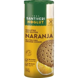 Galletas sabor naranja sin gluten y sin lactosa paquete 195 g - Santiveri Noglut