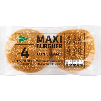 Pan de hamburguesas maxi con sésamo 4 unidades bolsa 300 g - El Corte Ingles