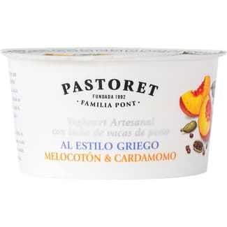 Yogur griego azucarado con naranja, melocotón y cardamomo con leche de vacas de pasto envase 150 g sin gluten - Pastoret
