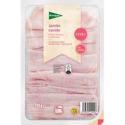 Jamón cocido extra en lonchas finas sin gluten sin lactosa envase 150 g - El Corte Ingles
