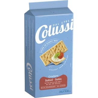 Crackers salados con levadura y sin aceite de palma paquete 250 g - Colussi