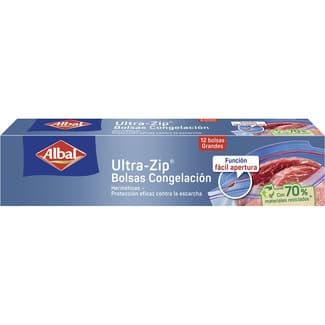 Bolsa de congelación Ziploc grandes 3 litros herméticas doble cierre caja 12 unidades - Albal