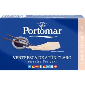 Ventresca de atún claro en salsa teriyaki lata 75 g neto escurrido - Portomar