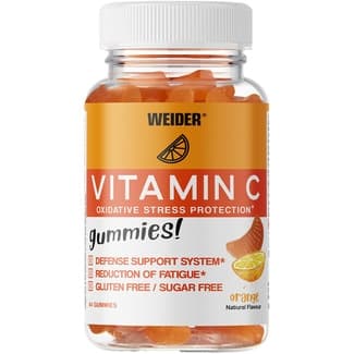 Gummies! vitamina C sabor naranja sin gluten y sin azúcar bote 84 unidades - Weider